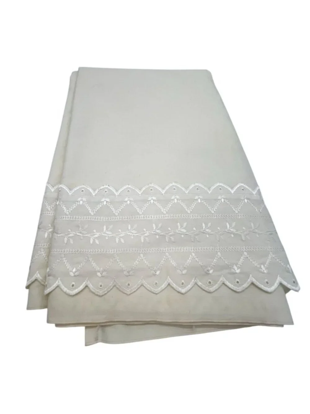 Vintage JC Penney Home Collection Cream Embroidered Floral Twin Flat Sheet